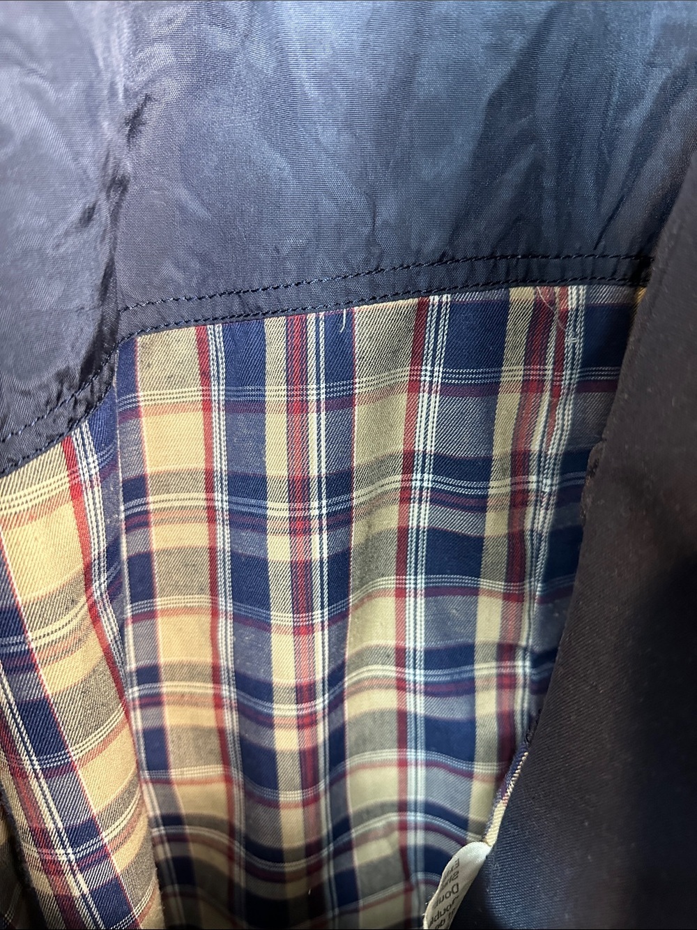 Vintage Navy Trench coat Romania plaid liner 42 men’s belted double breasted - Picture 8 of 12